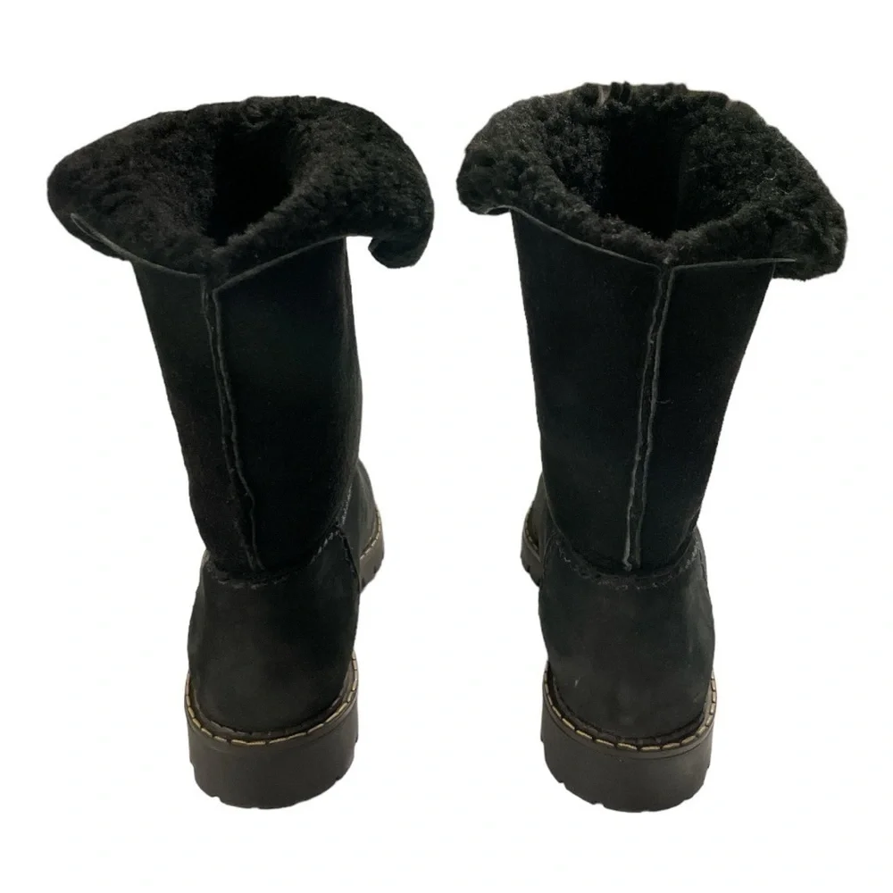 Sorel Suede Shearling Foldover Tall Black Boots Black Size 7M